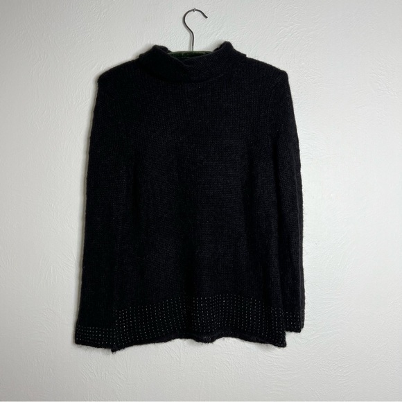 Vintage Episode Dark Gray Wool Blend Embellished Hem Semi Sheer Sweater Size M - Picture 5 of 7